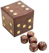 Wood Dice Set Casino 5 Complete Handmade Vintage | Storage Box - Decorlay